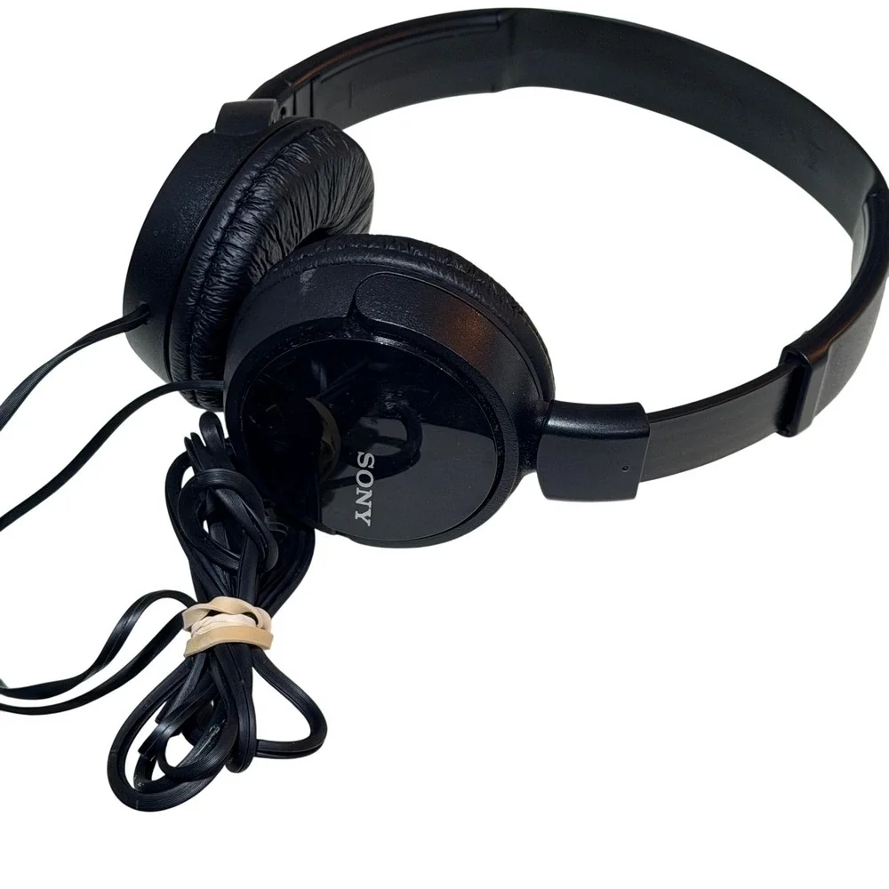Sony MDR-ZX110 Headphones Wired On-Ear Black Folding Portable Travel Minimalist